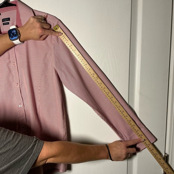 Rosso Milano Elegant Men's Red Button Up Dress Shirt - Picture 7 of 7